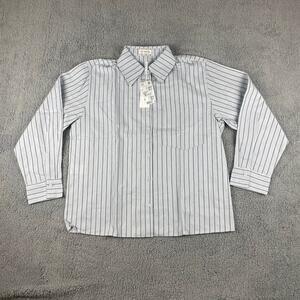 My Favorite Things Women's Small Blue Cotton Striped Long Sleeve Button Up Shirt